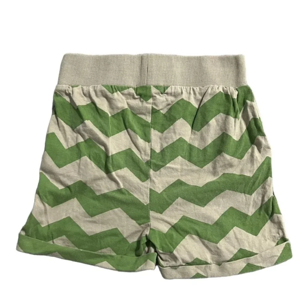 Indikidual 8/9Y Organic Green Chevron Zigzag Shorts